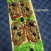 recette Tartine au thon/moules/parmesan.