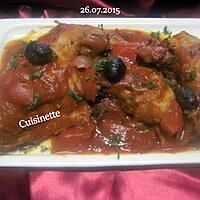 recette Lapin à la sauce tomates et aux olives noires.