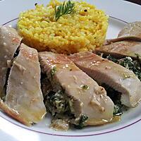 recette Poulet Farci aux Epinards et Champignons