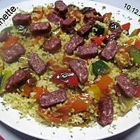 recette Boulgour aux saucisses gendarme et légumes.