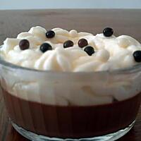 recette DUO DE MOUSSE AUX POIRES SUR PANNA COTA CHOCOLATEE