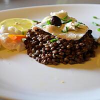 recette SALADE TIEDE DE LENTILLES ET EFFEUILLEE DE CABILLAUD