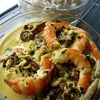 recette Sauce crevettes, tourteau, et champignons de Paris