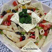 recette Pâtes penne en salade et ces légumes.