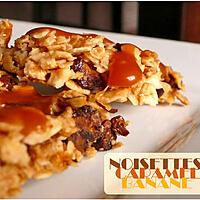 recette Flapjacks bananes / noisettes, sauce caramel