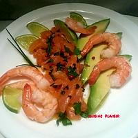 recette Saumon cru mariné aux crevettes et avocat