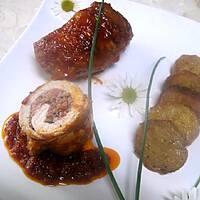 recette Escalopes de jambon farcies. basilic. sauce tomates.