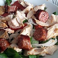 recette Salade au blanc de dinde et saucisses de toulouse