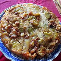 recette gateau peches  rhubarbe,   pate de spéculos   idée de mamyloula,    et::::