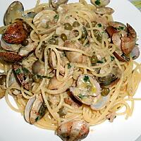 recette VONGOLE THON CAPRES ET SPAGHETTI