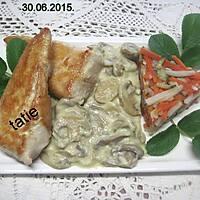 recette Éminces de dinde à la sauce béchamel et champignons.