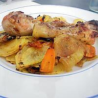 recette Poulet et légumes rotis au miel citron curry