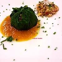 recette Ballotine de Consoude au quinoa, jus de courgette au curcuma  fleur de Bourrache