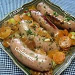 recette Saucisses de Toulouse sur un lit de carottes.