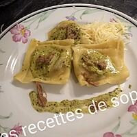 recette Raviolis au bœuf et pesto basilic