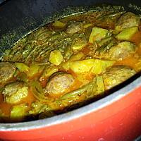 recette Ragoût pommes de terre-haricot vert au boulettes de boeuf