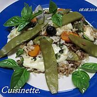 recette Riz aux légumes. mozzarella. basilic.