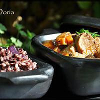 recette Mijoté de porc piquant aux olives et son riz Pervenche du Laos