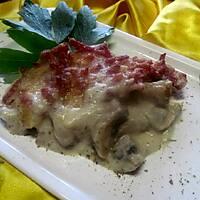 recette Champignons et bacon à la béchamel gratinés.