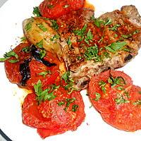 recette TRAVERS DE PORC GRILLE ET POELEE DE TOMATES