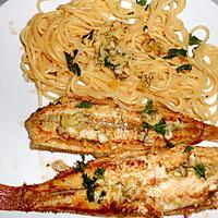 recette SOLETTES ET SPAGHETTI AU BEURRE DE CHATAIGNES