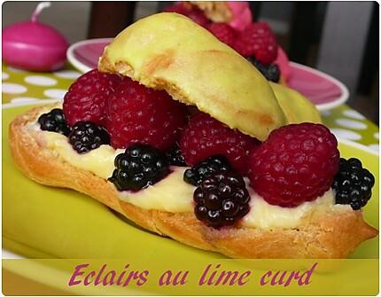 Eclairs - mascarpone au lime curd - mûres et framboises