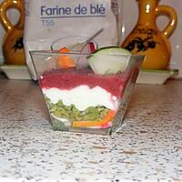 recette mousse de betteraves, chèvre et avocat en verrines