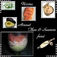 recette verrine avocat, thon et saumon fumé