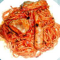 recette SPAGHETTADE D'AGNEAU ET SAUCISSE PIQUANTE