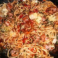 recette Linguines saucisses, lardons et parmesan