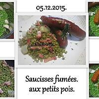 recette Saucisses fumées aux petite pois.