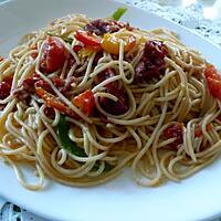 recette spaghettis  aux legumes croquant et au chorizo