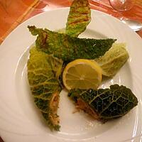 recette Rouleaux de  chou vert au saumon  fumé