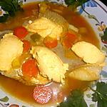 recette Filet de lieu noir au bouillon safrané et creme fouettée