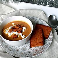 recette Velouté de châtaignes tout doux, chèvre frais et croutons de pain d'épices