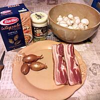 recette pates,lard fumé,champignons.