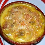 recette Gratin sauce safrané de st Jacques, crevettes et champignons