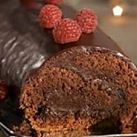 recette BUCHE FONDANTE AU CHOCOLAT ET FRAMBOISES