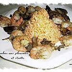 recette gambas aux pleurotes et risotto