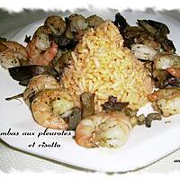 recette gambas aux pleurotes et risotto