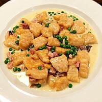 recette Gnocchi à la patate douce avec sauce crémeuse et petits pois