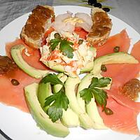 recette SALADE D'AVOCAT ET TRUITE FUMEE