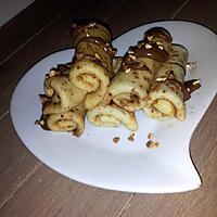 recette Mini crêpes roulé au nutella et pépites de pralin