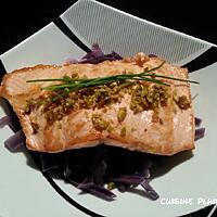 recette SAUMON AU CONFIT DE CHOU ROUGE