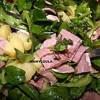 recette Salade de pommes de terre/mâche/jambon "anti-cholestérol"