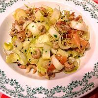 recette Salade de chicons, saumon et crevettes grises