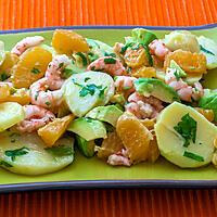 recette Salade de pommes de terre, crevettes et oranges