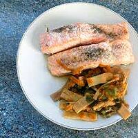 recette Pavé de saumon et légumes sautés (compatible dukan)