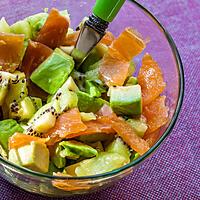 recette Verrine de kiwi, avocat et truite fumée