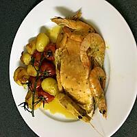 recette Pavé de saumon poêle ces crevettes , et ces petits légumes